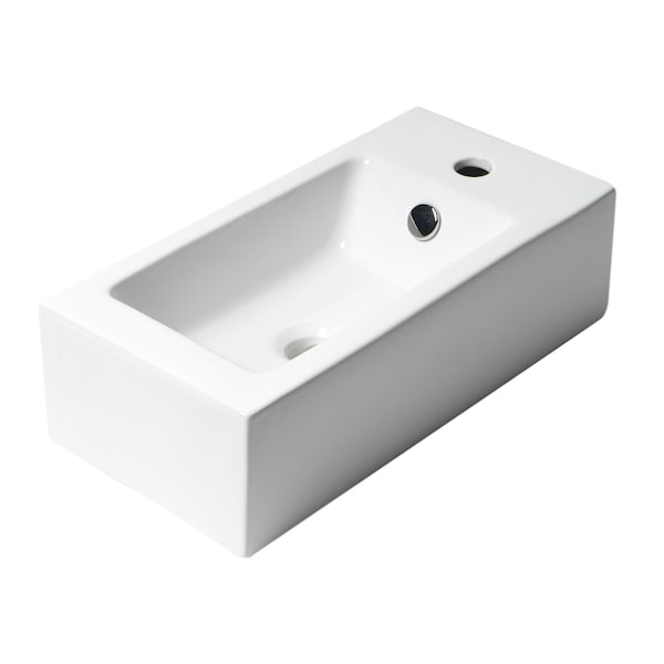 Alfi Brand ALFI brand ABC116 White 20" Small Rectangular Wall Mounted Ceramic Sink with Faucet Hole ABC116 - main